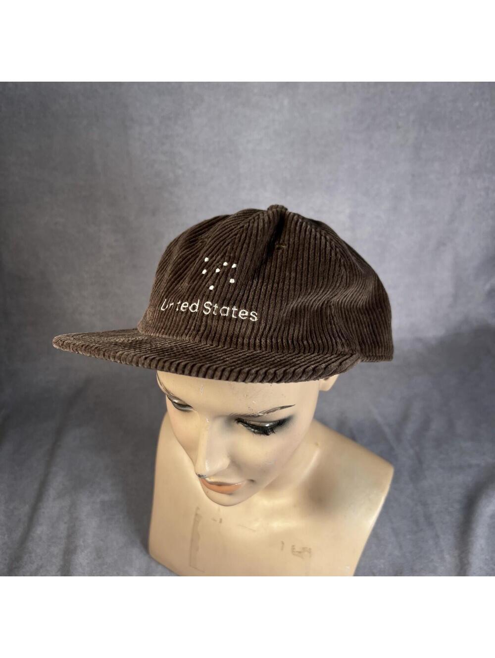 Brown Corduroy Baseball Cap United States in Dots - Picture 2 of 6